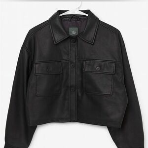 Wild Fable Black Leather Cropped Jacket